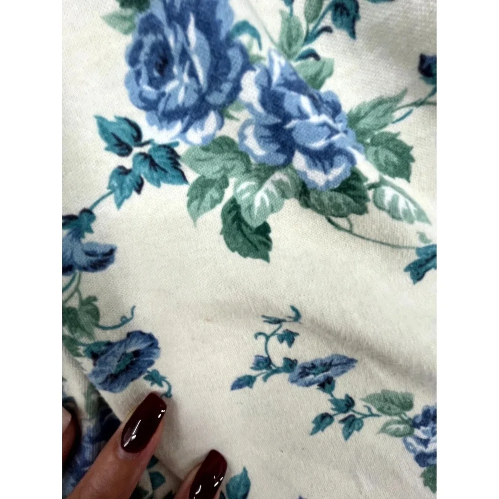 Vintage Jennifer Collins‎ Midi Skirt Womens 1X Cream Blue Floral Button Front